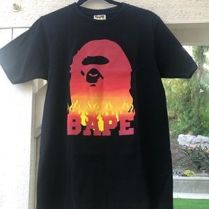 Bape Red Flame Head Tee